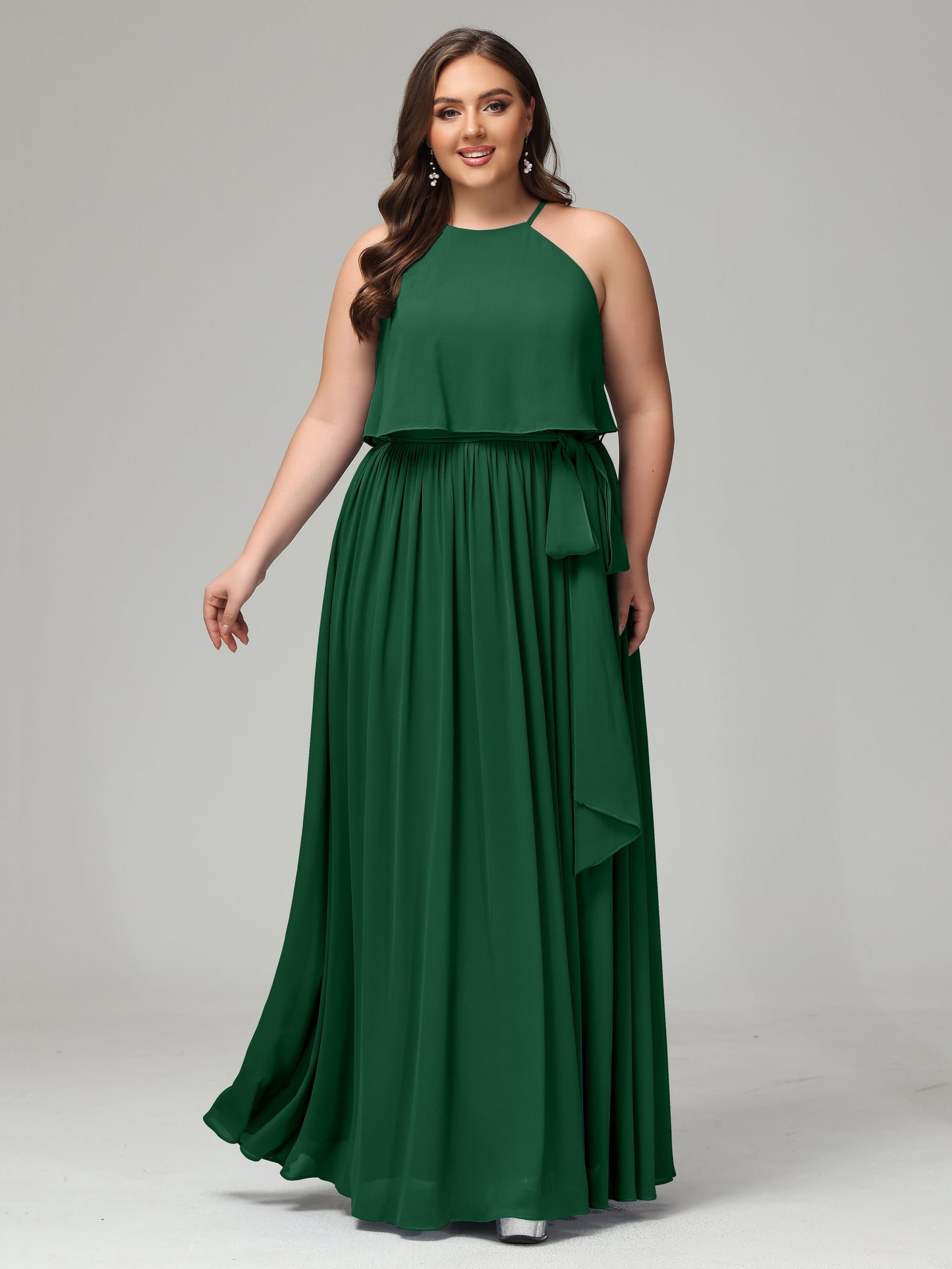 Halter Chiffon Bridesmaid Dress Plus Size
