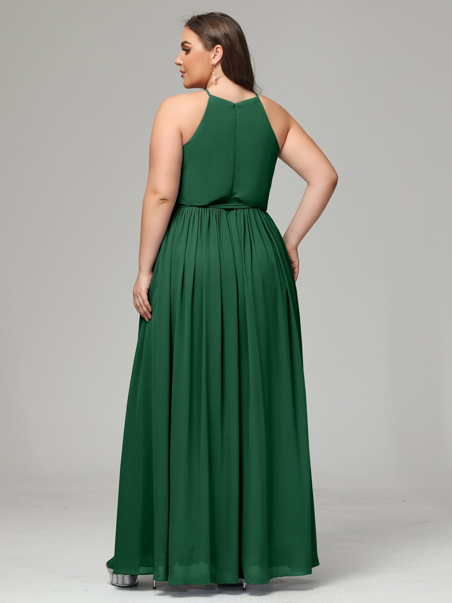 Halter Chiffon Bridesmaid Dress Plus Size