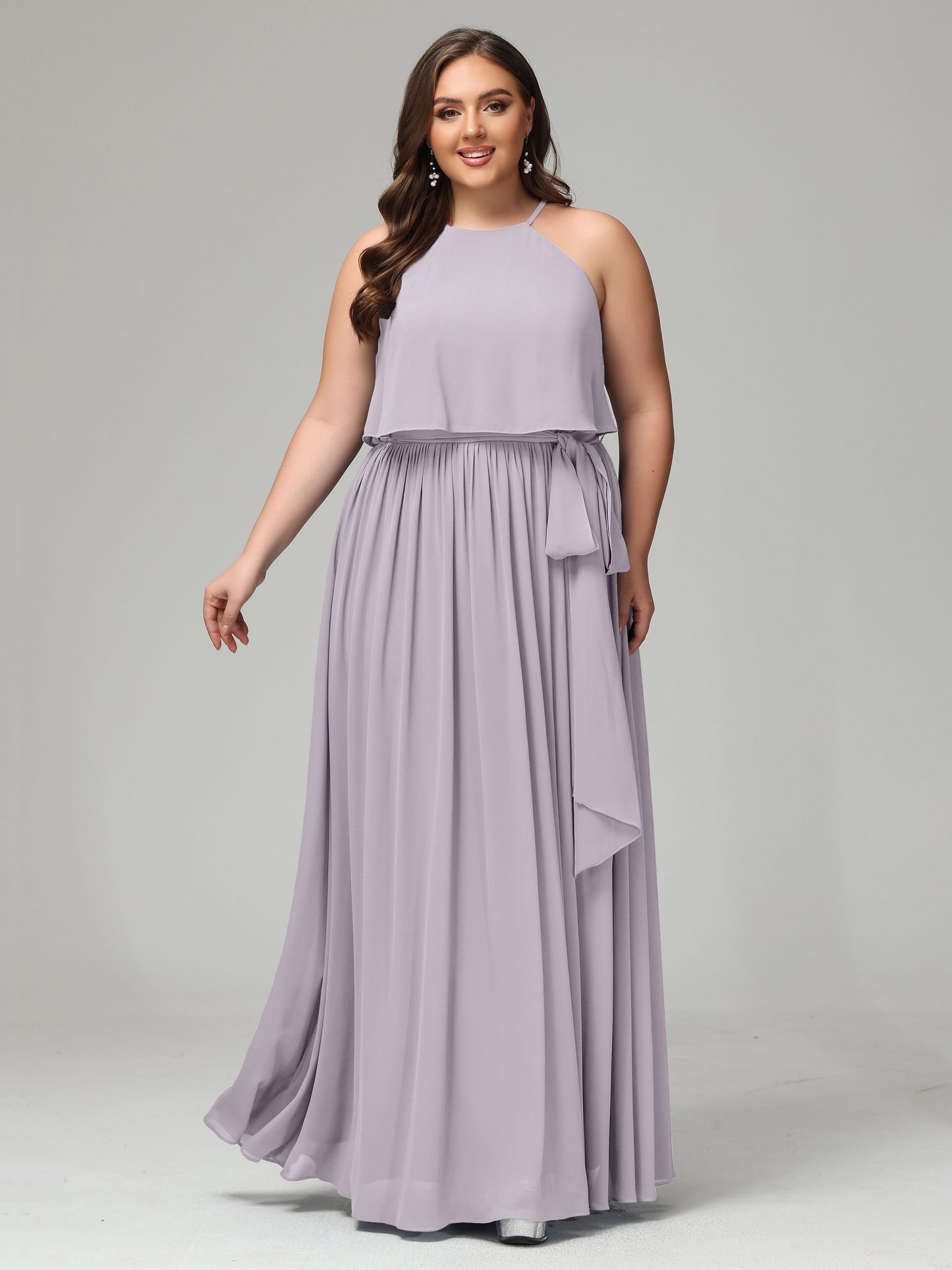 Halter Chiffon Bridesmaid Dress Plus Size