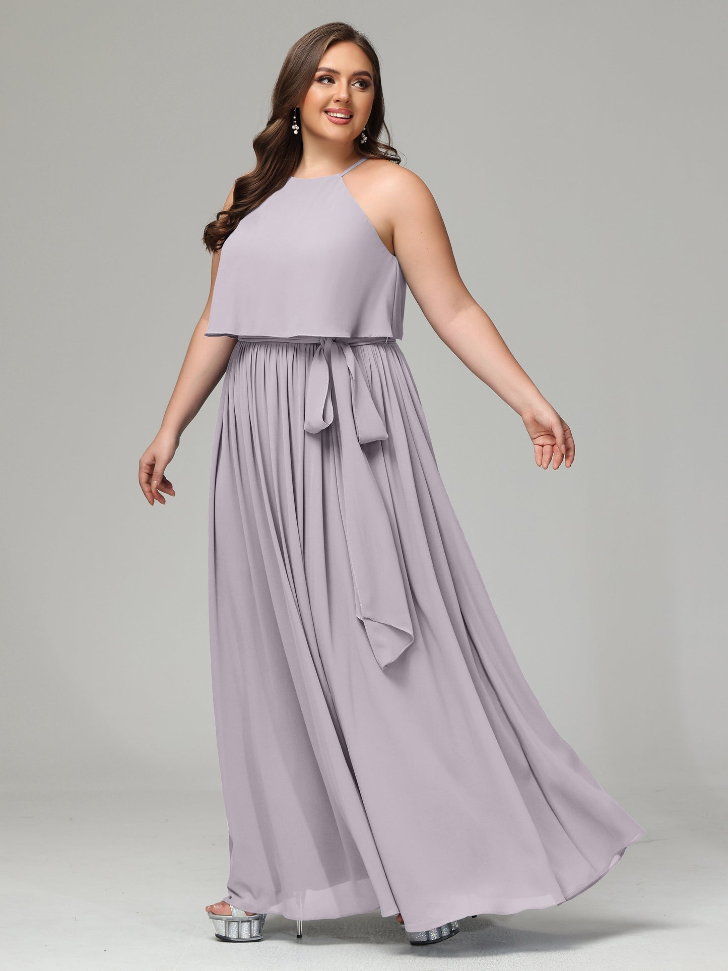Halter Chiffon Bridesmaid Dress Plus Size
