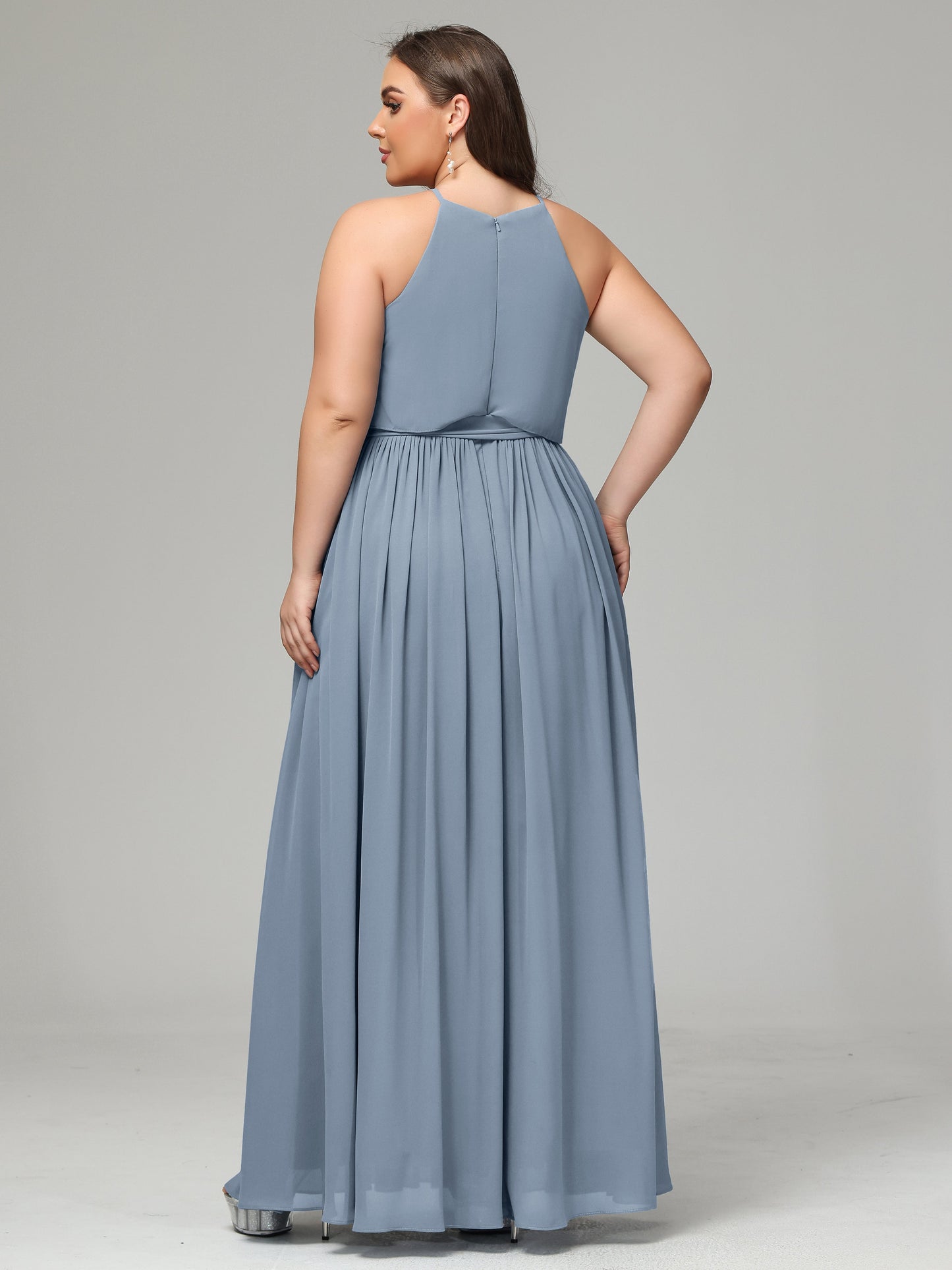 Halter Chiffon Bridesmaid Dress Plus Size