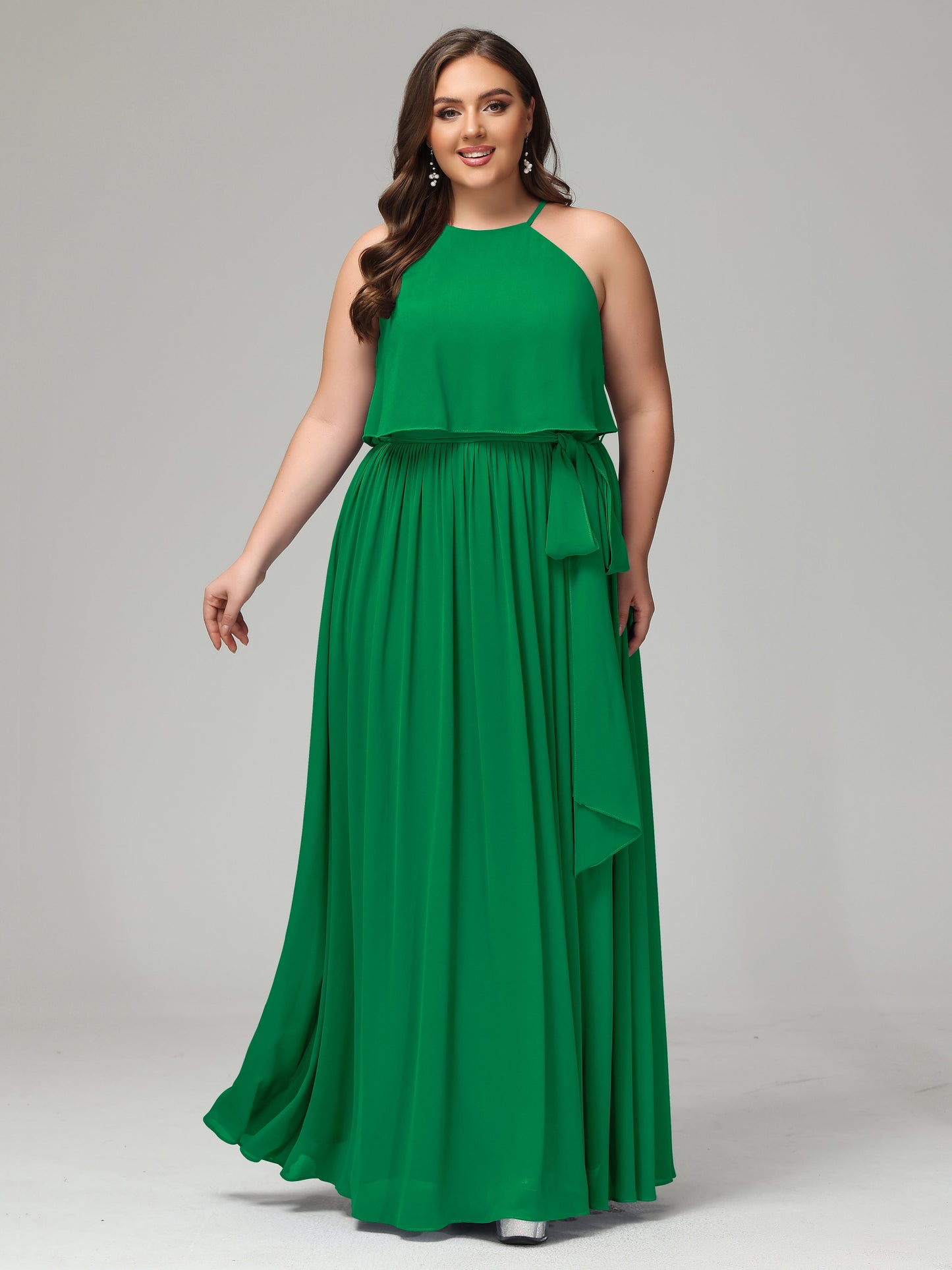 Halter Chiffon Bridesmaid Dress Plus Size