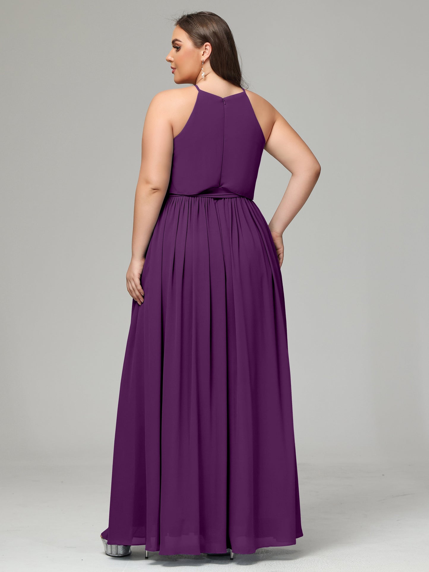 Halter Chiffon Bridesmaid Dress Plus Size