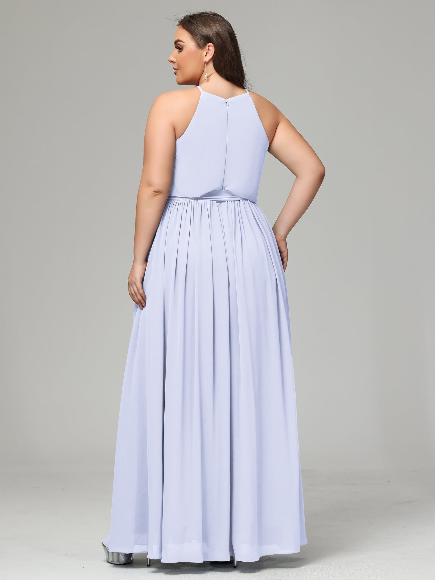 Halter Chiffon Bridesmaid Dress Plus Size