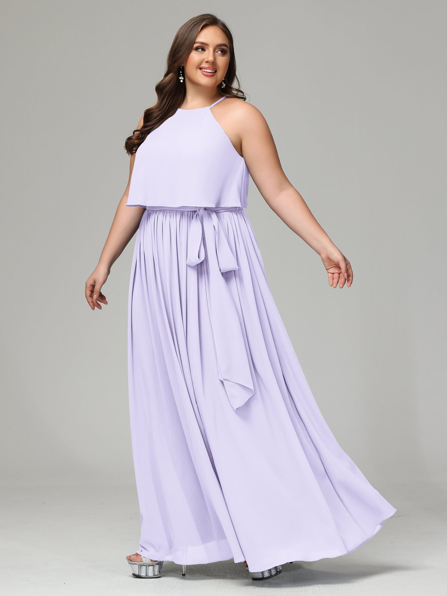 Halter Chiffon Bridesmaid Dress Plus Size