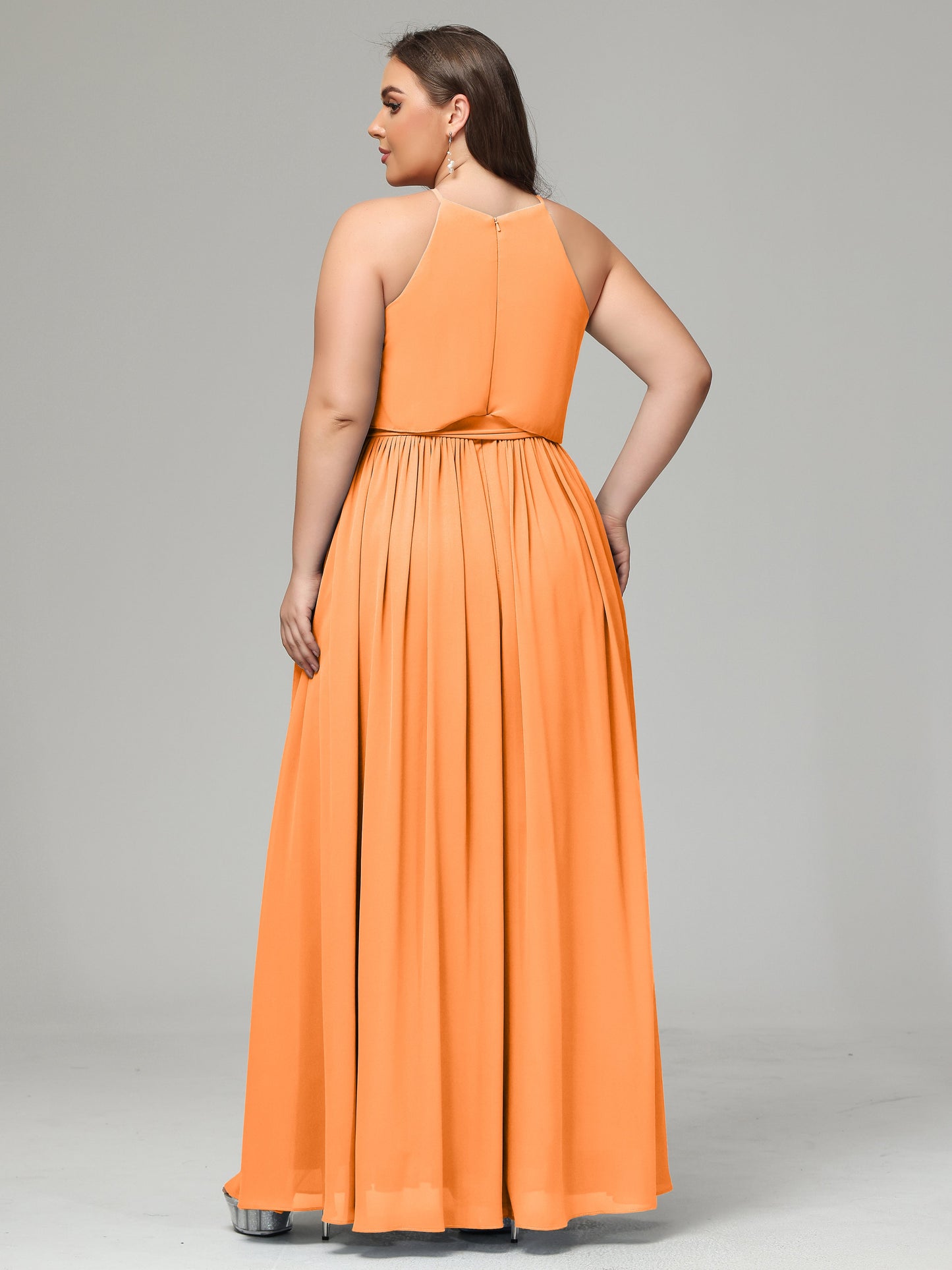 Halter Chiffon Bridesmaid Dress Plus Size