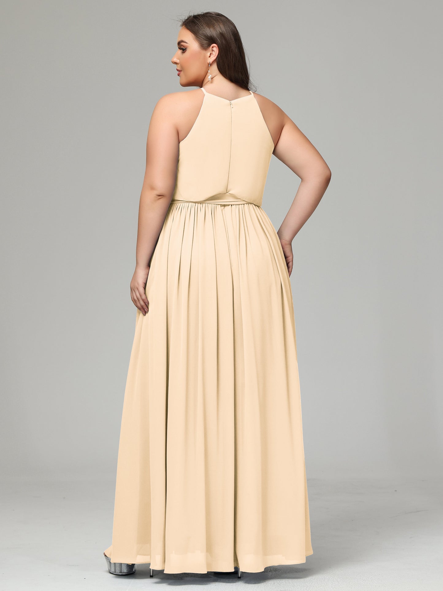 Halter Chiffon Bridesmaid Dress Plus Size