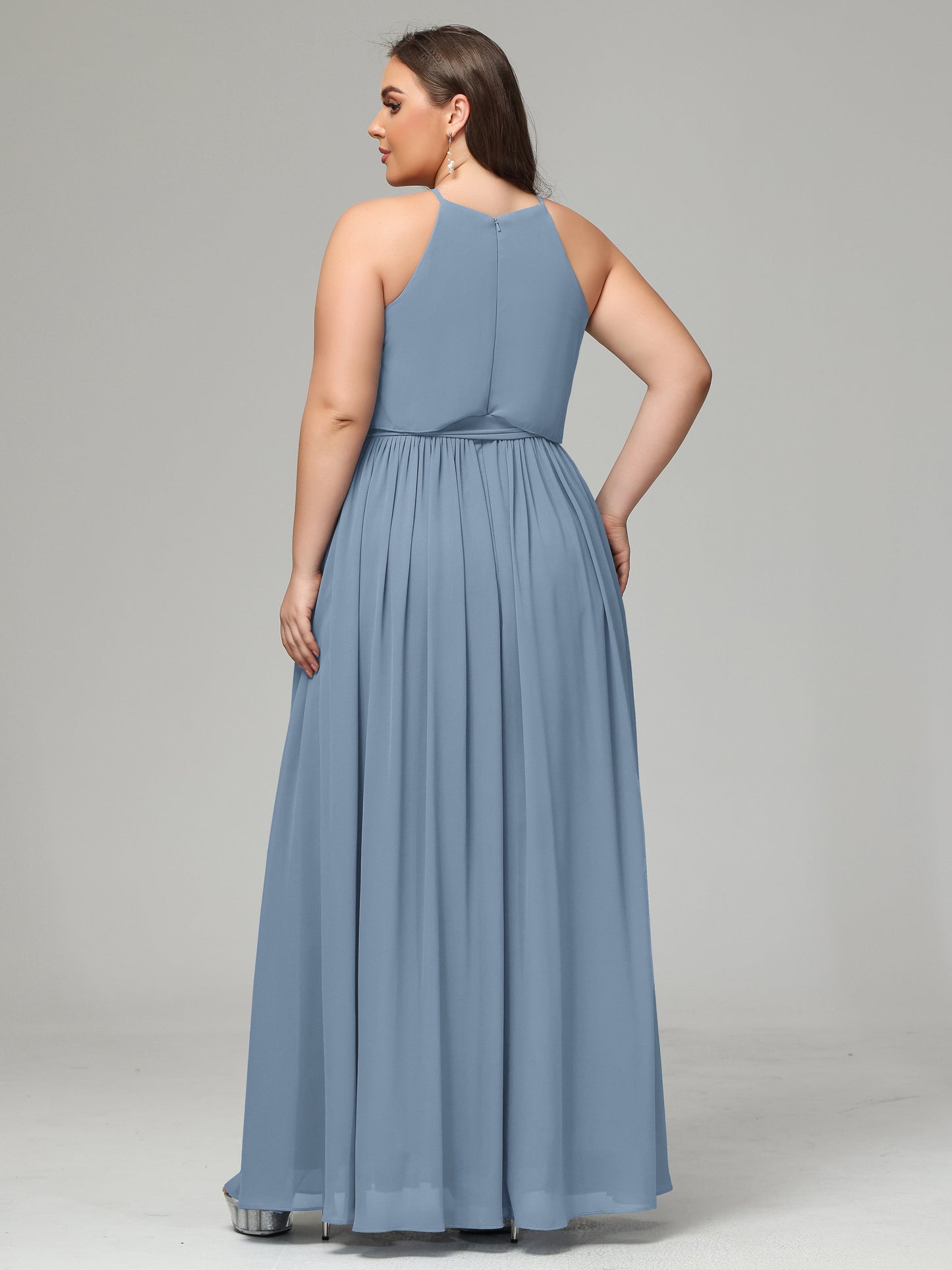 Halter Chiffon Bridesmaid Dress Plus Size