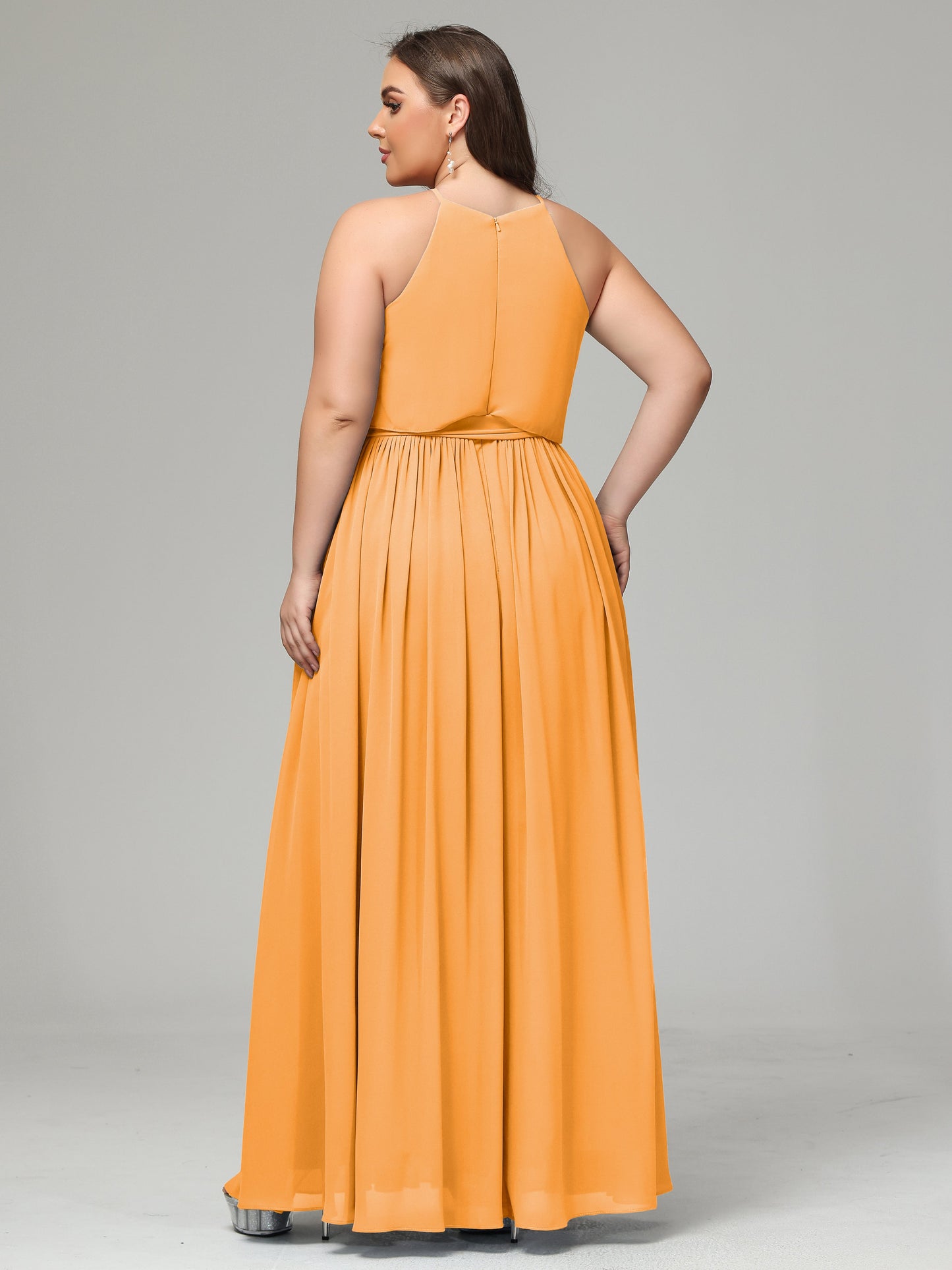 Halter Chiffon Bridesmaid Dress Plus Size