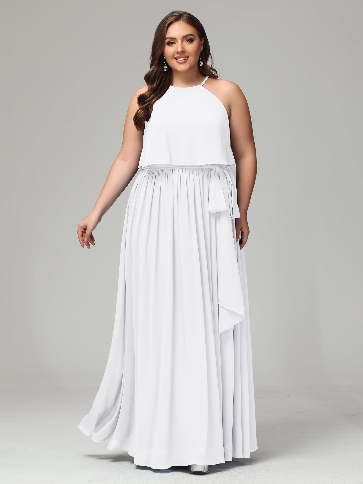 Halter Chiffon Bridesmaid Dress Plus Size