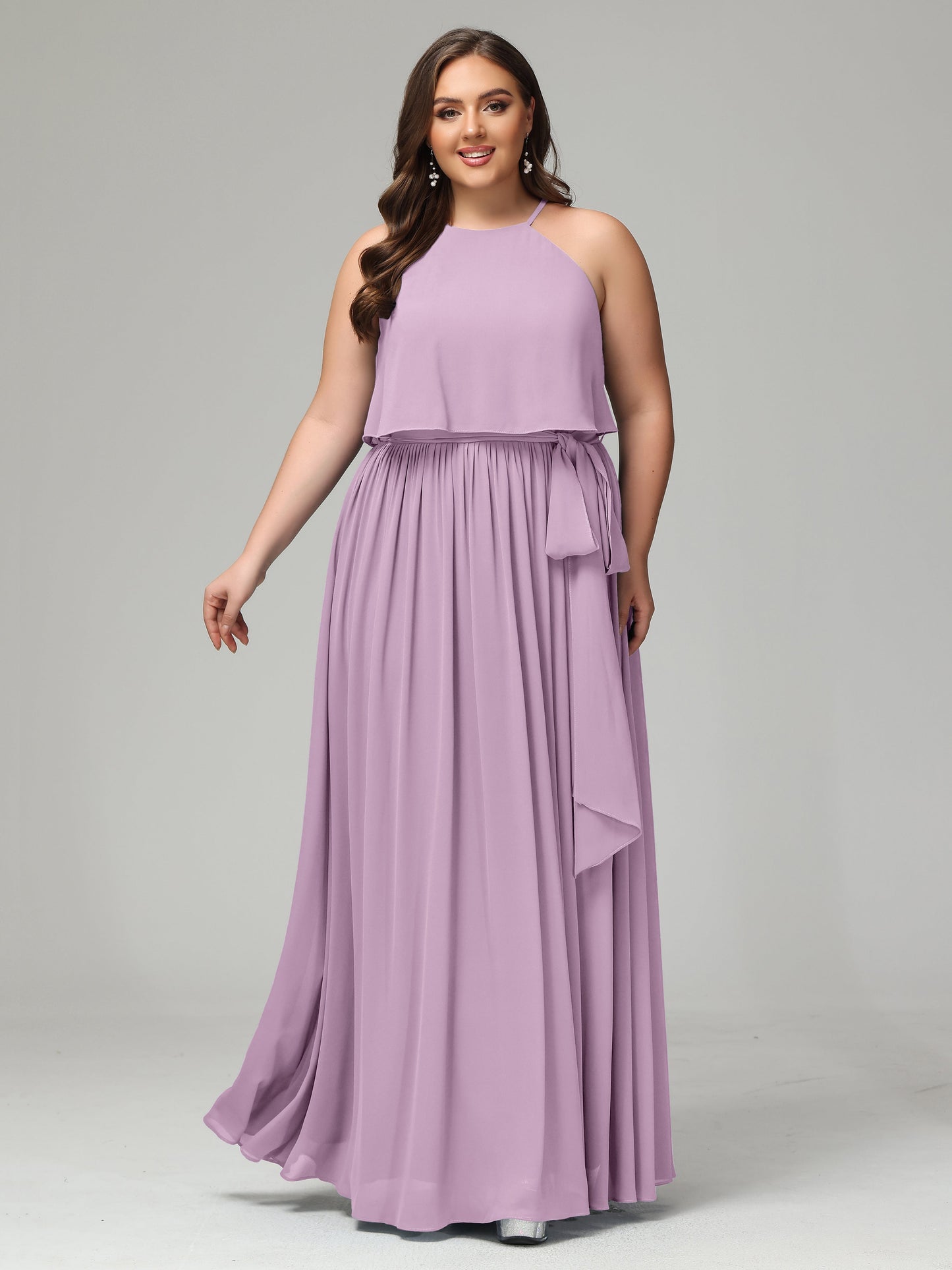 Halter Chiffon Bridesmaid Dress Plus Size