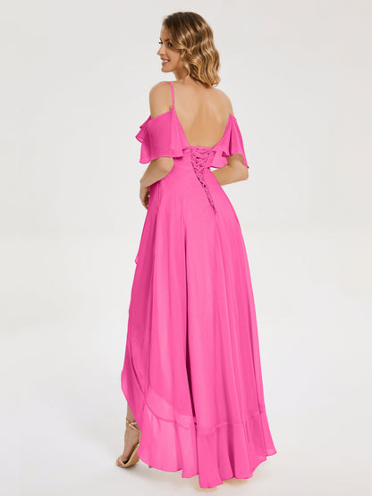 Leia High Low Backless Ruffles Bridesmaid Dress