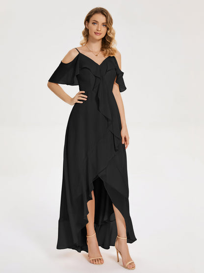 Leia High Low Backless Ruffles Bridesmaid Dress