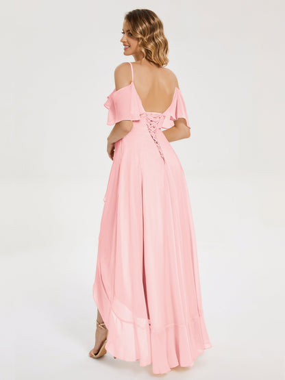 Leia High Low Backless Ruffles Bridesmaid Dress
