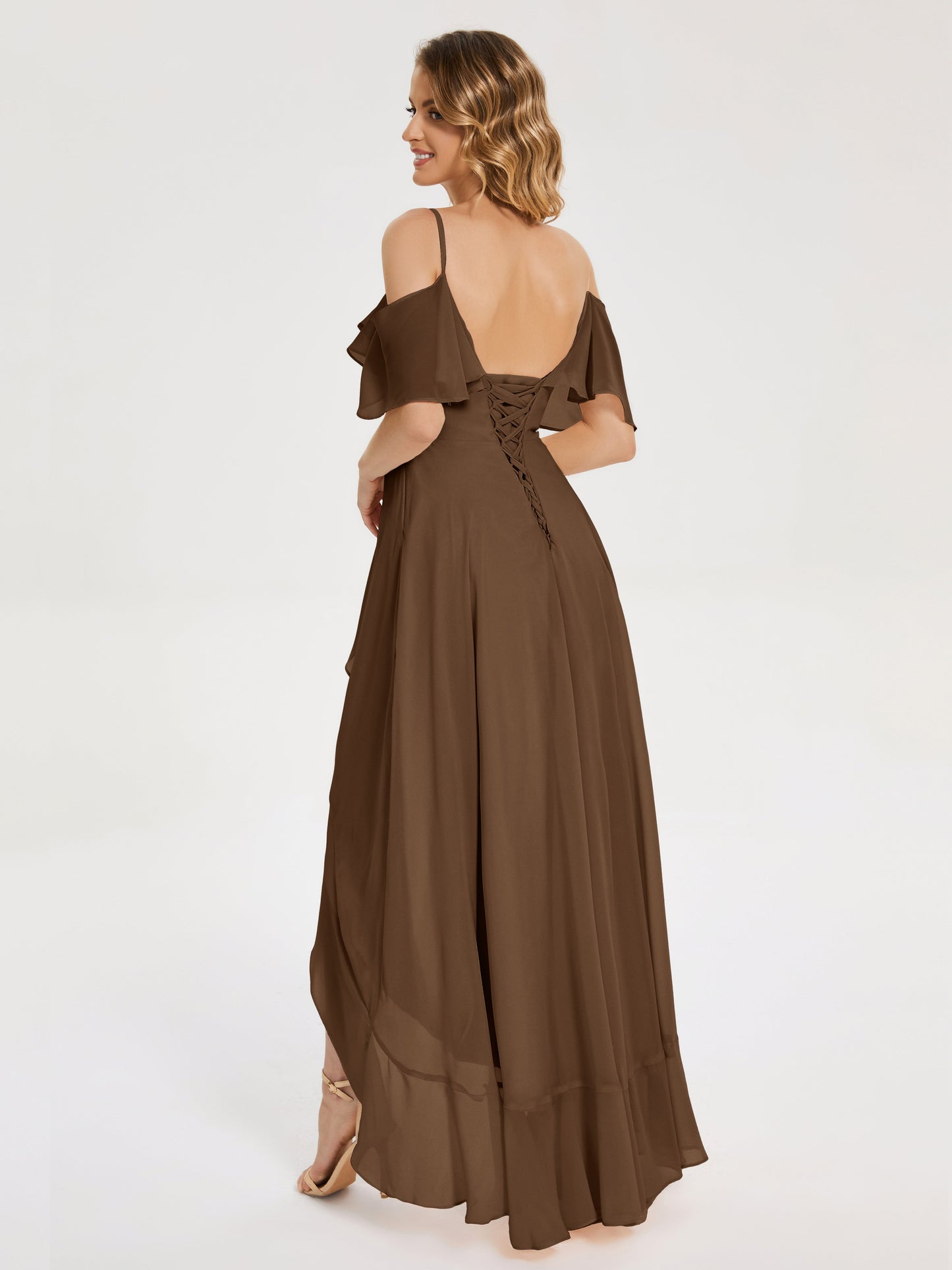 Leia High Low Backless Ruffles Bridesmaid Dress
