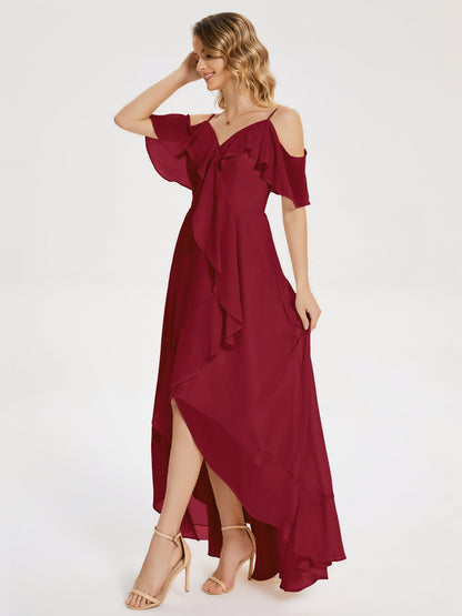 Leia High Low Backless Ruffles Bridesmaid Dress