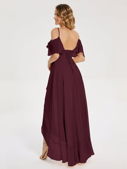 Leia High Low Backless Ruffles Bridesmaid Dress