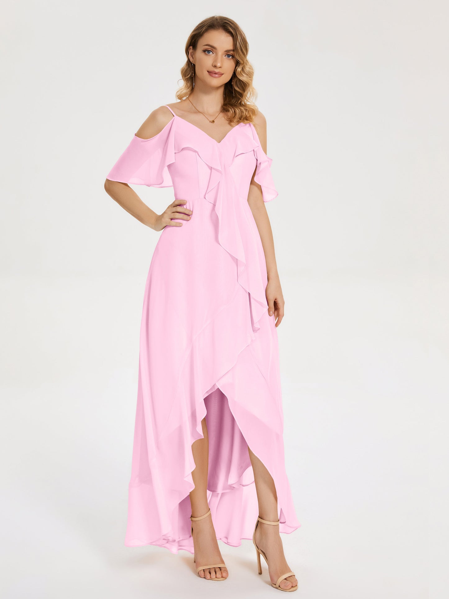 Leia High Low Backless Ruffles Bridesmaid Dress