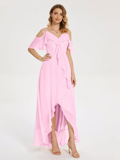 Leia High Low Backless Ruffles Bridesmaid Dress