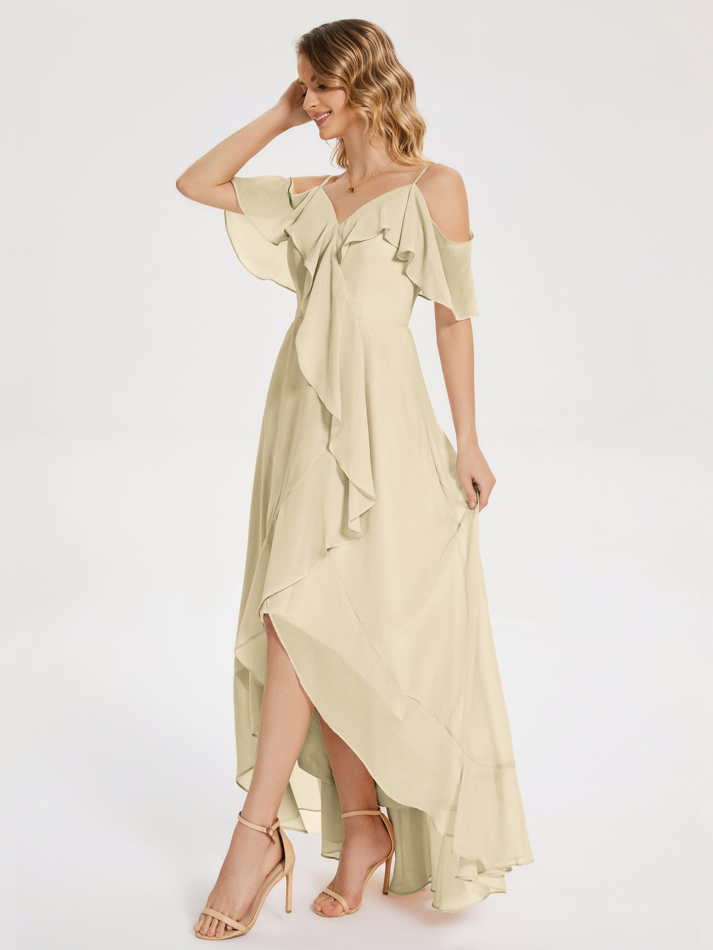 Leia High Low Backless Ruffles Bridesmaid Dress