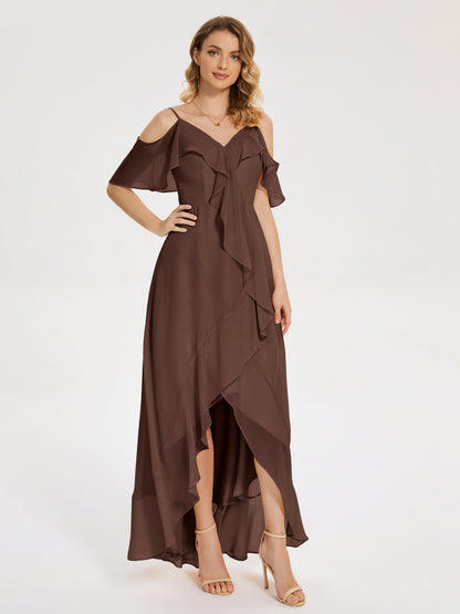 Leia High Low Backless Ruffles Bridesmaid Dress