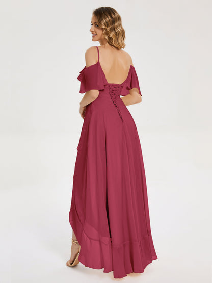 Leia High Low Backless Ruffles Bridesmaid Dress
