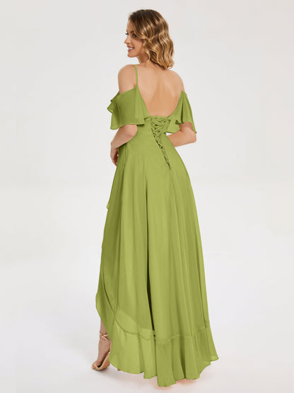 Leia High Low Backless Ruffles Bridesmaid Dress