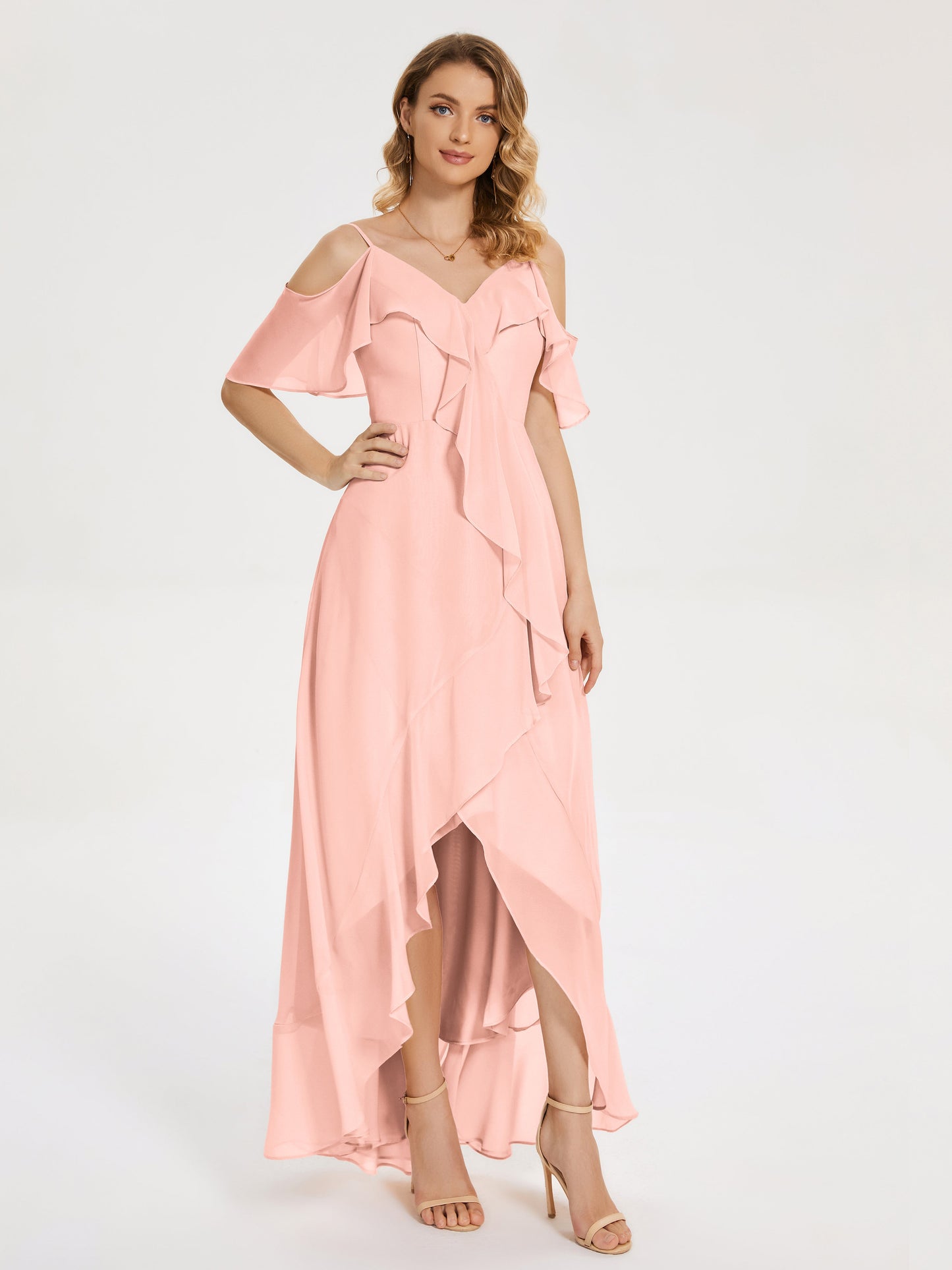 Leia High Low Backless Ruffles Bridesmaid Dress