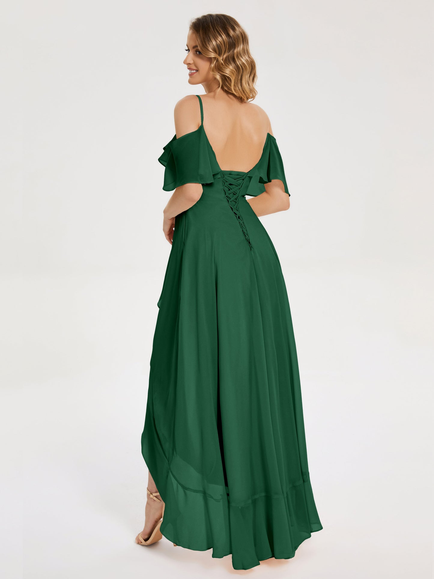Leia High Low Backless Ruffles Bridesmaid Dress
