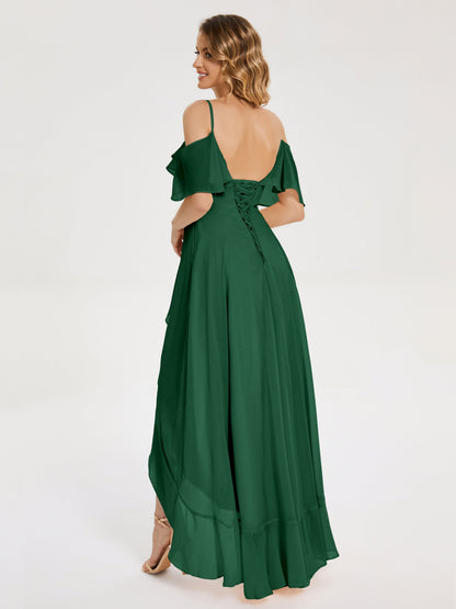 Leia High Low Backless Ruffles Bridesmaid Dress