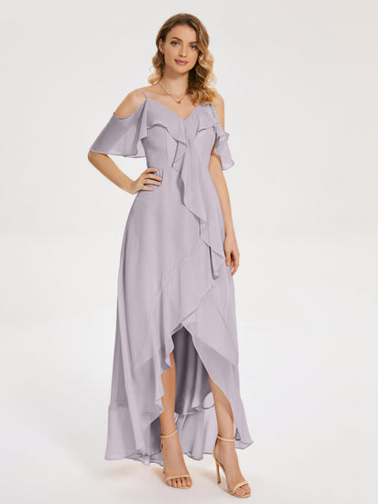 Leia High Low Backless Ruffles Bridesmaid Dress