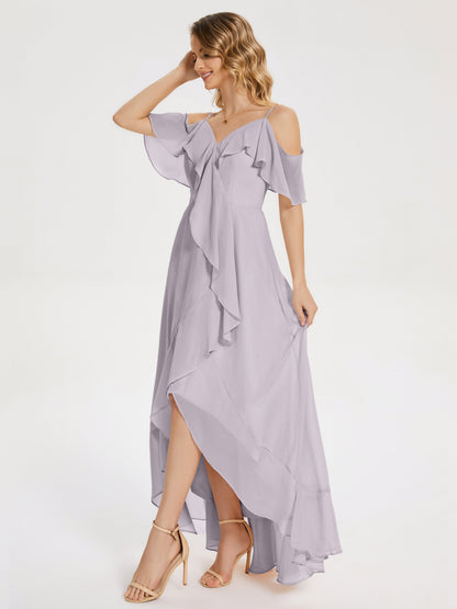 Leia High Low Backless Ruffles Bridesmaid Dress