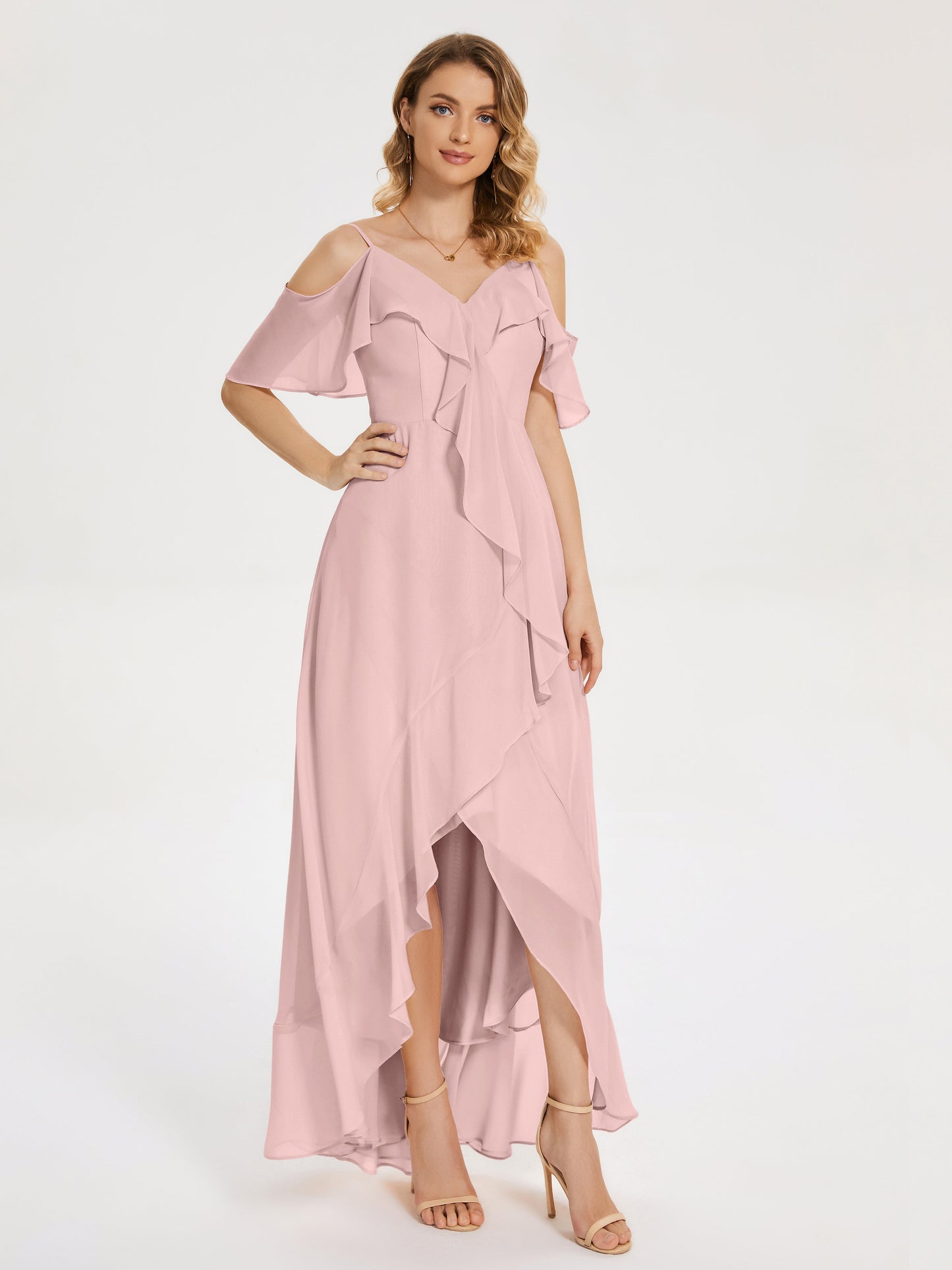 Leia High Low Backless Ruffles Bridesmaid Dress