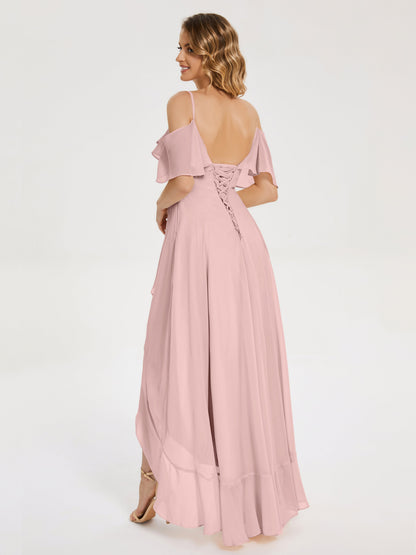 Leia High Low Backless Ruffles Bridesmaid Dress