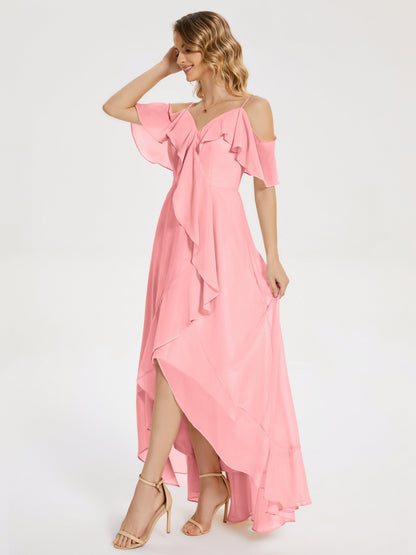 Leia High Low Backless Ruffles Bridesmaid Dress