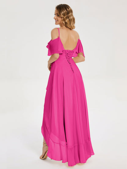 Leia High Low Backless Ruffles Bridesmaid Dress