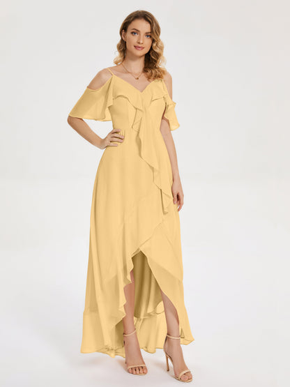 Leia High Low Backless Ruffles Bridesmaid Dress