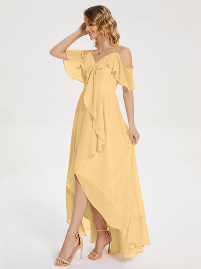 Leia High Low Backless Ruffles Bridesmaid Dress