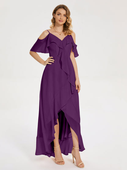 Leia High Low Backless Ruffles Bridesmaid Dress