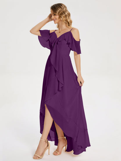 Leia High Low Backless Ruffles Bridesmaid Dress