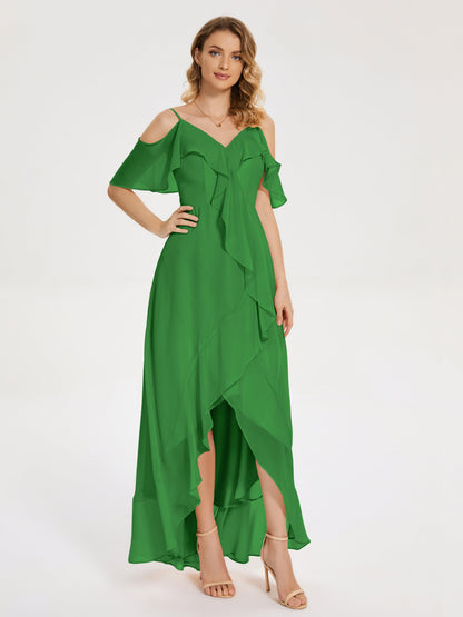 Leia High Low Backless Ruffles Bridesmaid Dress