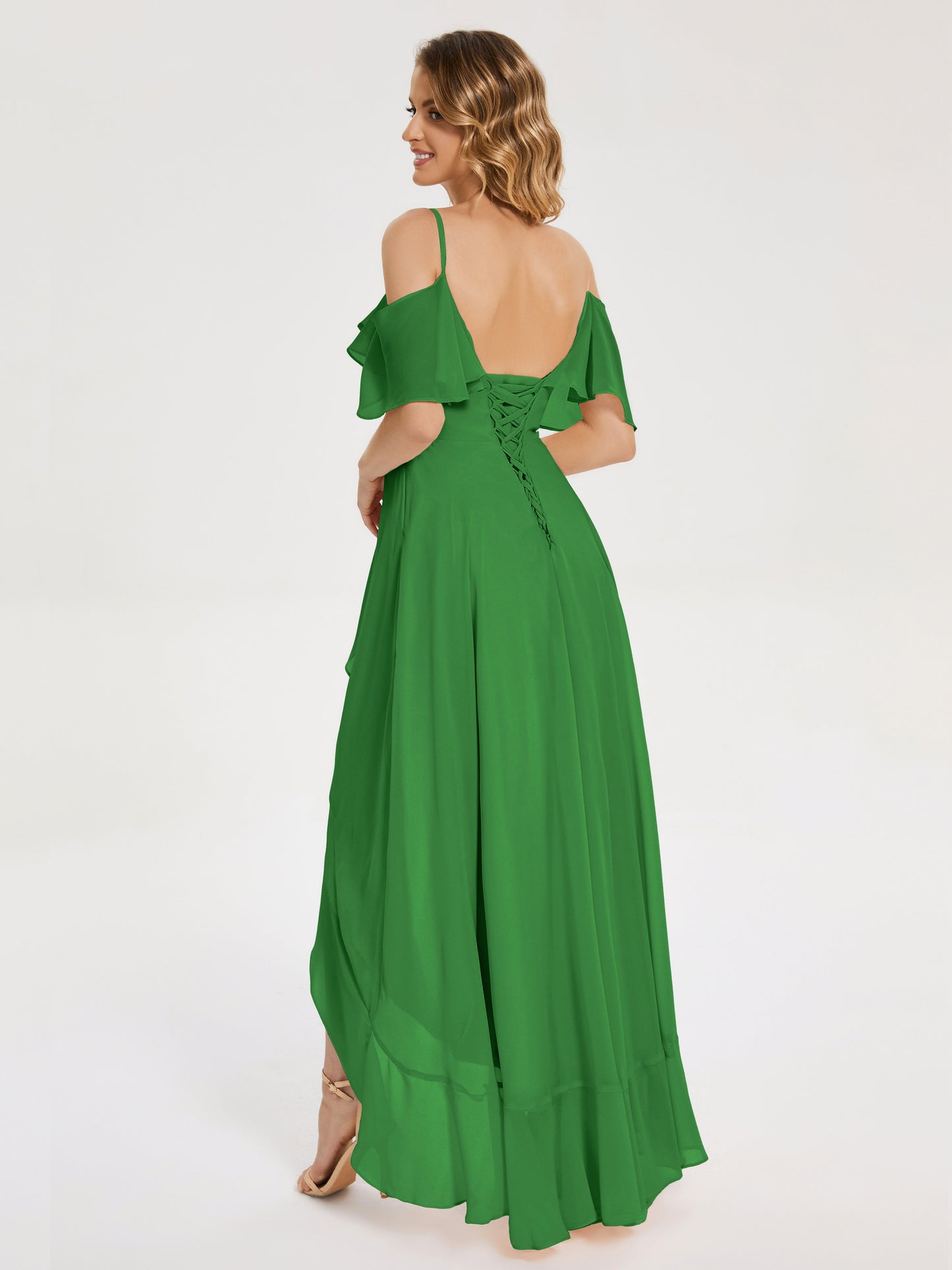 Leia High Low Backless Ruffles Bridesmaid Dress
