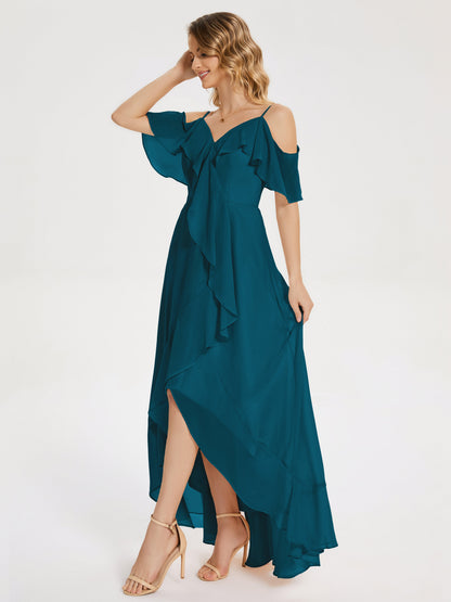 Leia High Low Backless Ruffles Bridesmaid Dress
