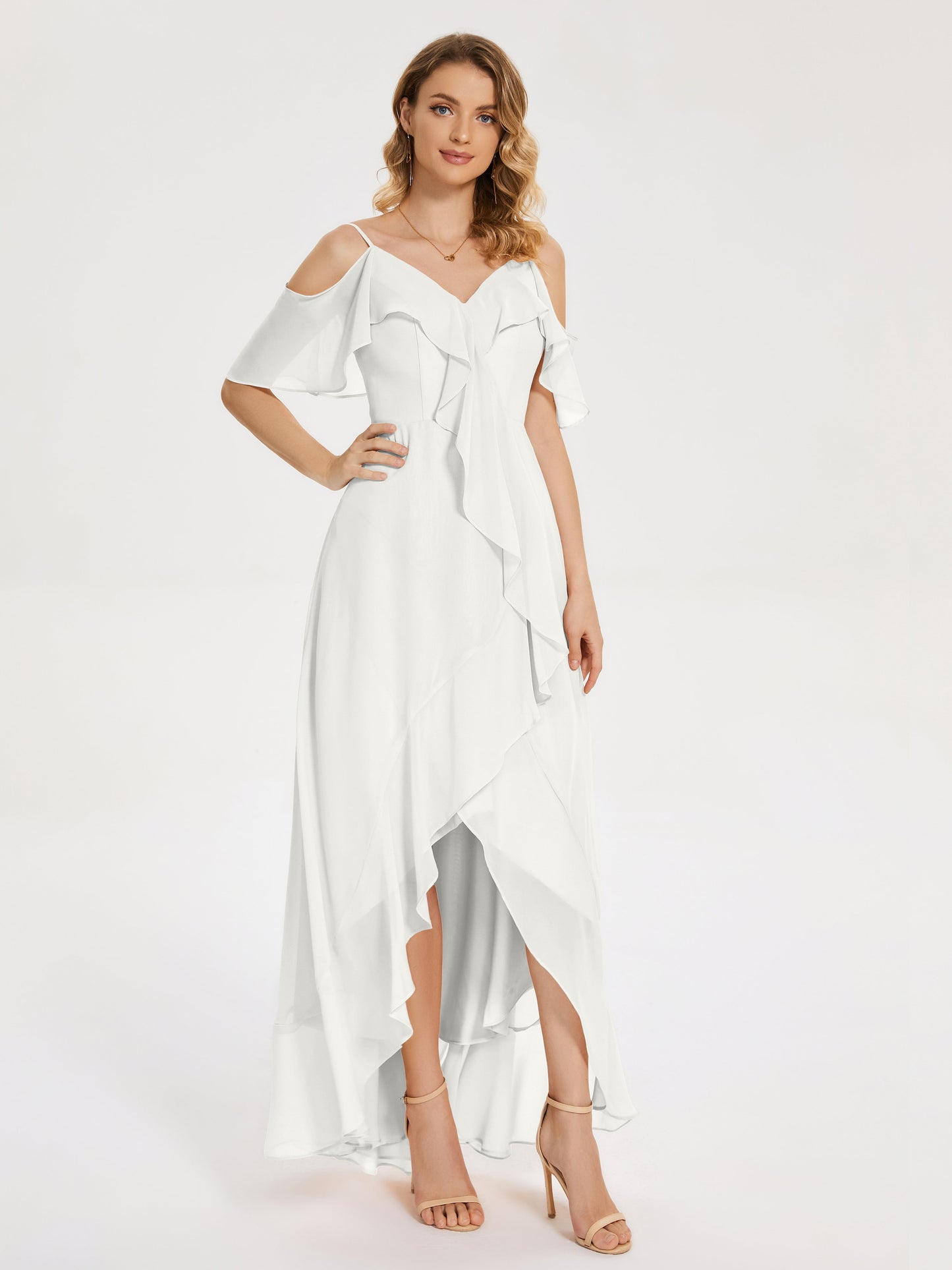 Leia High Low Backless Ruffles Bridesmaid Dress