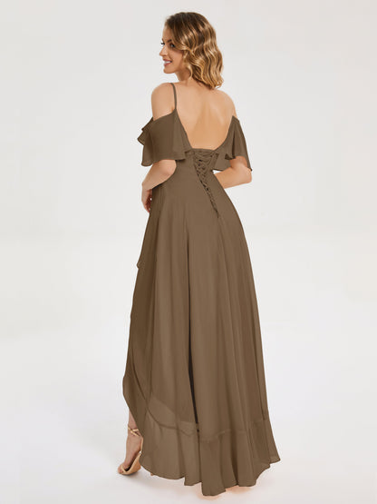 Leia High Low Backless Ruffles Bridesmaid Dress
