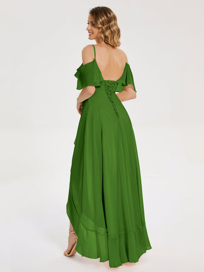Leia High Low Backless Ruffles Bridesmaid Dress
