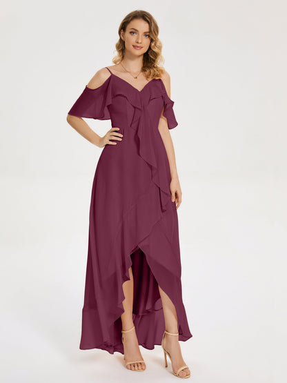 Leia High Low Backless Ruffles Bridesmaid Dress