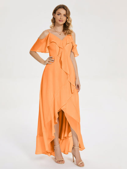 Leia High Low Backless Ruffles Bridesmaid Dress