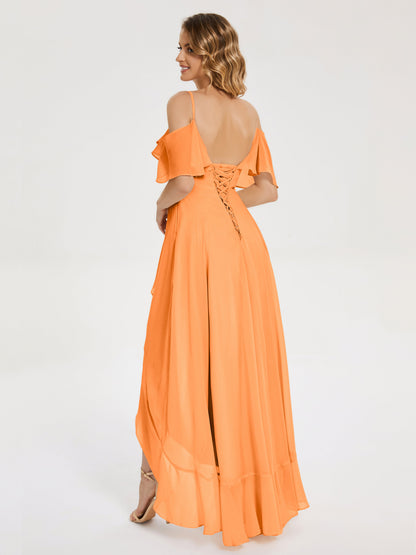 Leia High Low Backless Ruffles Bridesmaid Dress