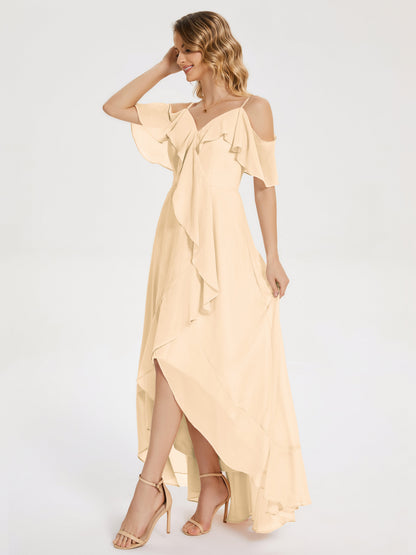Leia High Low Backless Ruffles Bridesmaid Dress